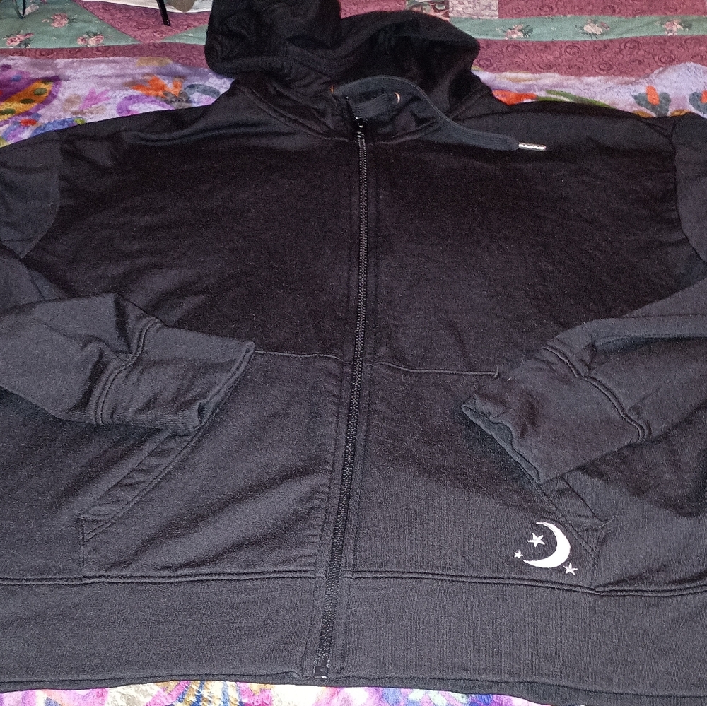 size M Nice CALME by Johnny Was Black Zip-up Hoodie
